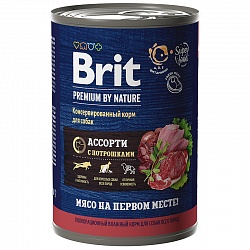 Консервы Brit Premium by Nature для взрослых собак, мясное ассорти с потрошками 410 г