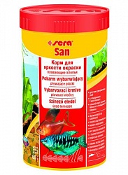 Хлопьевидный корм усиливающий интенсивность окраса декоративных рыб Sera San 250 мл/60 г