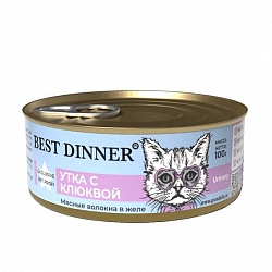 Консервы для кошек Best Dinner Exclusive Утка с клюквой, 100 г х 24 шт.