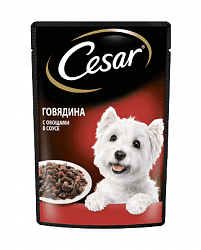 Влажный корм Cesar для собак, с говядиной и овощами в соусе 85 г х 28 шт.