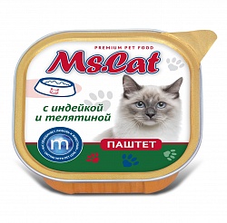 Консервы для кошек Ms. Cat паштет с индейкой и телятиной, ламистр 100 г