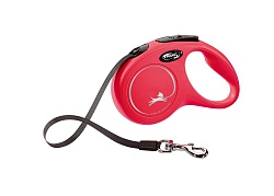 Поводок-рулетка для собак до 15 кг Flexi New Classic S лента 5 м, красный
