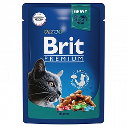 Влажный корм для кошек Brit Premium Утка в соусе, 85 г х 14 шт.