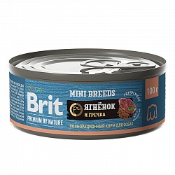 Консервы Brit Premium by Nature для взрослых собак мелких пород, с ягненком и гречкой 100 г х 12 шт.