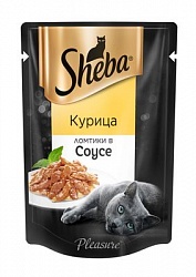 Влажный корм для кошек Sheba Pleasure ломтики в соусе курица, 75 г х 28 шт.