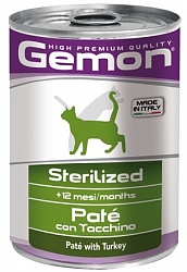 Gemon Cat Sterilised консервы для стерилизованных кошек, паштет из индейки 400 г