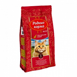 Сухой корм Родные корма для взрослых кошек "Телятина"