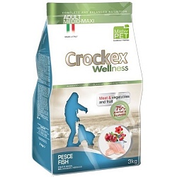 Сухой корм для взрослых собак средних и крупных пород Crockex Wellness рыба с рисом