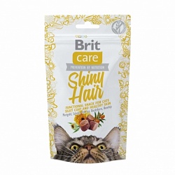 Brit Care Shiny Hair Блестящая шерсть лакомство для кошек, 50 г