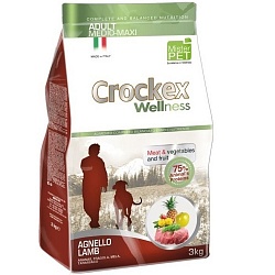 Сухой корм для взрослых собак средних и крупных пород Crockex Wellness ягненок с рисом