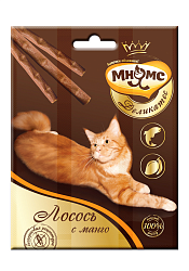 Лакомство для кошек Мнямс Деликатес "Лакомые палочки с лососем и манго" 9 см, 3х4 г