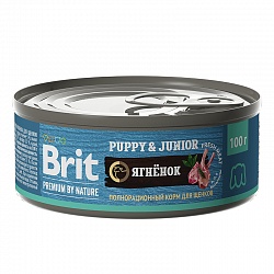 Консервы Brit Premium by Nature для щенков всех пород, с ягненком 100 г х 12 шт.