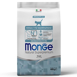 Сухой корм Monge Cat Speciality Line Monoprotein для котят и беременных кошек, из форели