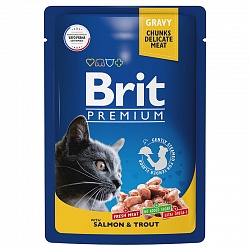 Влажный корм для кошек Brit Premium Salmon & Trout Лосось и форель, 85 г х 14 шт.