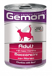Gemon Cat Adult консервы для взрослых кошек, кусочки говядины 415 г