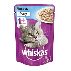 Влажный корм Whiskas для кошек, рагу с лососем 85 г × 28 штук