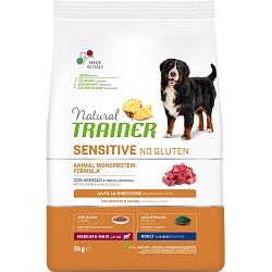 Сухой корм для взрослых собак средних и крупных пород Trainer Natural Sensitive No Gluten Medium&Maxi Adult Dog с ягненком