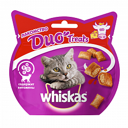 Лакомство для кошек Whiskas Duo Treats подушечки с говядиной и сыром, 40 г