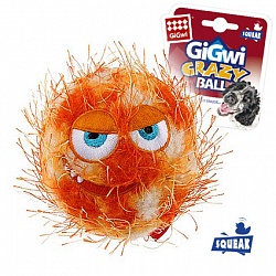Игрушка для собак GiGwi Crazy ball Мяч теннисный с пищалкой, оранжевый 7 см