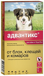 Капли от блох и клещей Адвантикс (Advantix) для собак весом от 10 до 25 кг, 2,5 мл