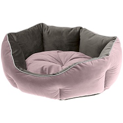 Лежак для собак и кошек Ferplast Queen бархатный, розовый с серым