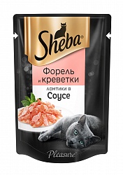 Влажный корм для кошек Sheba Pleasure ломтики в соусе с форелью и креветками, 75 г х 28 шт.