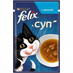 Влажный корм для взрослых кошек Purina Felix суп с треской, 48 г