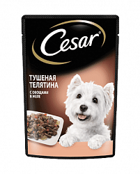 Влажный корм Cesar для собак, тушеная телятина с овощами в желе 85 г х 28 шт.