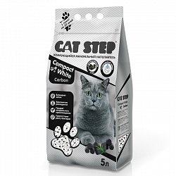 Комкующийся минеральный наполнитель для кошек Cat Step Compact White Carbon, 5 л