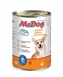Консервы для собак Mr. Dog с сердцем, рубцом и печенью, 410 г