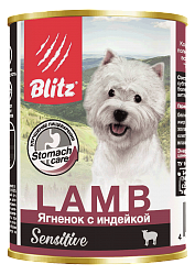 Консервы Blitz Sensitive Dog Lamb & Turkey для собак всех пород, паштет с ягненком и индейкой 0,4 кг