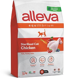 Сухой корм Alleva Equilibrium Sterilized Chicken для взрослых стерилизованных кошек и кастрированных котов, с курицей