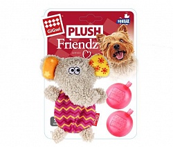 Игрушка для собак GiGwi Plush Friendz Слоник с 2-мя пищалками, 13 см