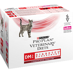Влажный корм Purina Pro Plan Veterinary Diets DM для кошек с диабетом, говядина 85 г х 10 шт.