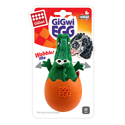 Игрушка для собак GiGwi Egg Крокодил в яйце с пищалкой, 14 см