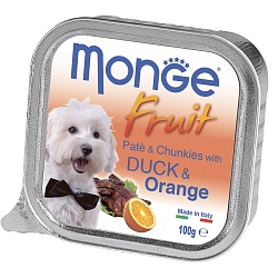 Консервы для взрослых собак Monge Dog Fruit утка с апельсином 0,1 кг