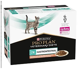 Влажный корм Purina Pro Plan Veterinary Diets EN Gastrointestinal для кошек при расстройствах пищеварения, с лососем,упаковка 85 г х 10 шт.