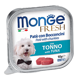 Консервы для взрослых собак Monge Dog Fresh паштет c тунцом 0,1 кг