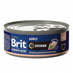 Консервы Brit Premium by Nature для для взрослых кошек, с мясом кролика 100 г х 12 шт.