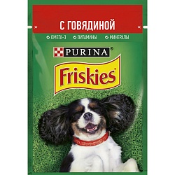 Влажный корм Friskies для взрослых собак, пауч с говядиной 85 г х 26 шт.