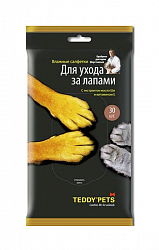 Влажные салфетки для ухода за лапами животных Teddy Pets, с экстрактом масла ши и витамином Е 30 штук