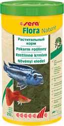 Хлопьевидный растительный корм со спирулиной для растительноядных рыб Sera Flora Nature 1 л/210 г