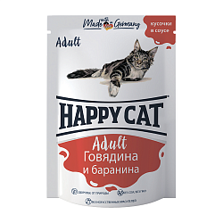 Консервы для кошек Happy Cat Говядина и баранина 100 г х 24 шт.