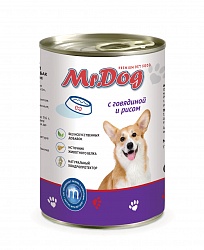 Консервы для собак Mr. Dog с говядиной и рисом, 410 г