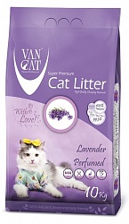 Комкующийся наполнитель для кошачьего туалета Van Cat Lavender обеспыленный с ароматом лаванды, пакет 10 кг