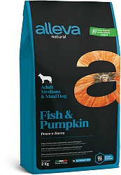 Сухой корм Alleva Natural Adult Medium/Maxi для взрослых собак средних и крупных пород, рыба и тыква