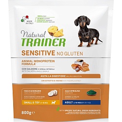 Сухой корм для собак мелких пород Trainer Natural Sensitive No Gluten Mini Adult Dog без глютена с лососем