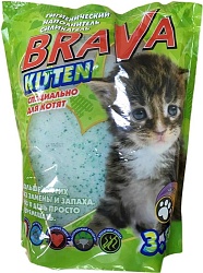 Наполнитель для кошачьего туалета Brava Kitten силикагелевый, 3,8 л