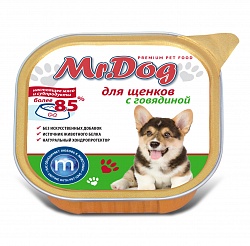 Консервы для щенков Mr. Dog с говядиной, ламистр 0,3 кг