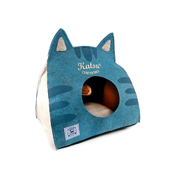 Домик-лежак для кошек Katsu Катсу "Царство Морфея" LG голубой, 50х35х48 см